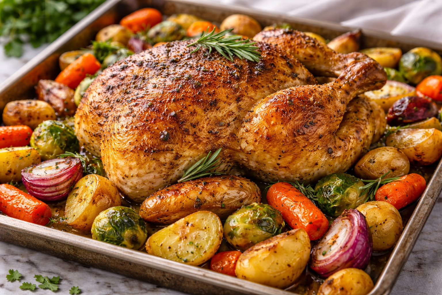roast chicken with vegetables